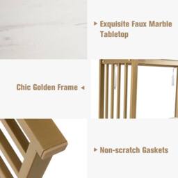SPETLEK 2-tier Console Table White Faux Marble Sofa Table Contemporary - Size: 0.6m2 - thumbnail 7