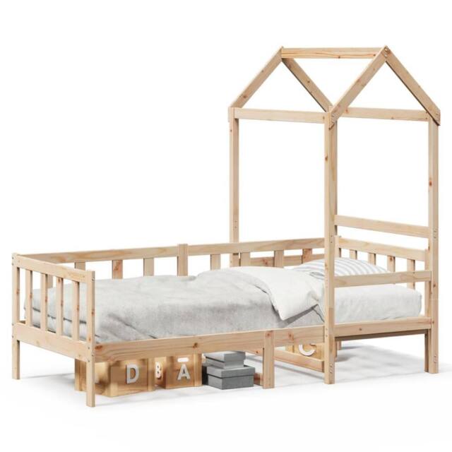 Berkfield Home Day Bed with Roof without Mattress 80x200 cm Solid Wood in Tan - image 1