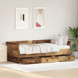 Berkfield Home Rustic Daybed Old wood Engineered wood 90 x 200 cm Durable in Brown - thumbnail 5