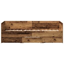 Berkfield Home Rustic Daybed Old wood Engineered wood 90 x 200 cm Durable in Brown - thumbnail 6