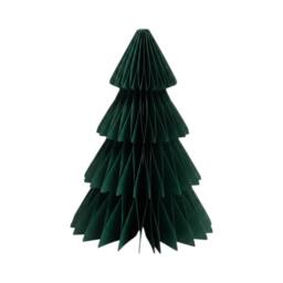 Four Candle Set of 3 Dark Green Paper Christmas Trees 20cm - thumbnail 1