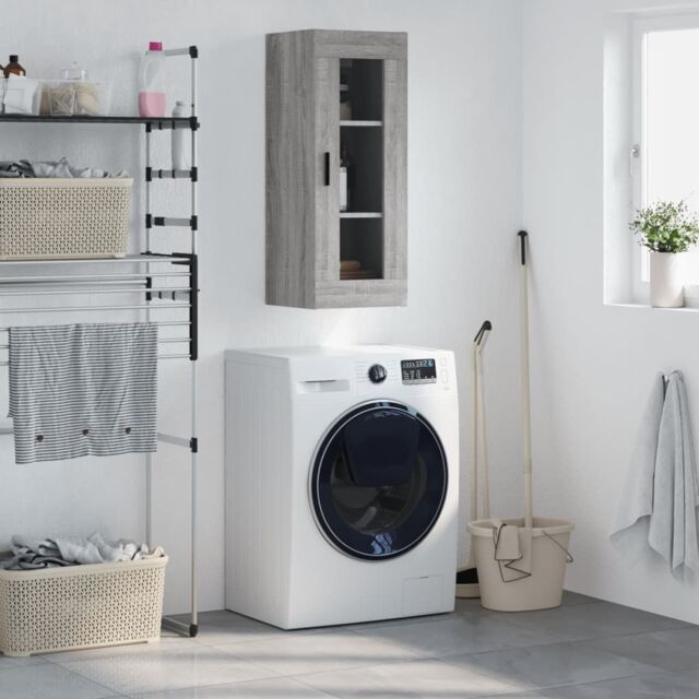 Berkfield Home Wall Mounted Cabinet Grey Sonoma 34.5x34x90 cm - image 1