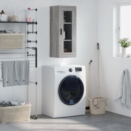 Berkfield Home Wall Mounted Cabinet Grey Sonoma 34.5x34x90 cm - thumbnail 1