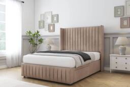 "Sloomy Marlborough Naples Divan Set 2 Drawers-54"" Wingback-Footboard in Light Brown - Size: Super King" - thumbnail 3