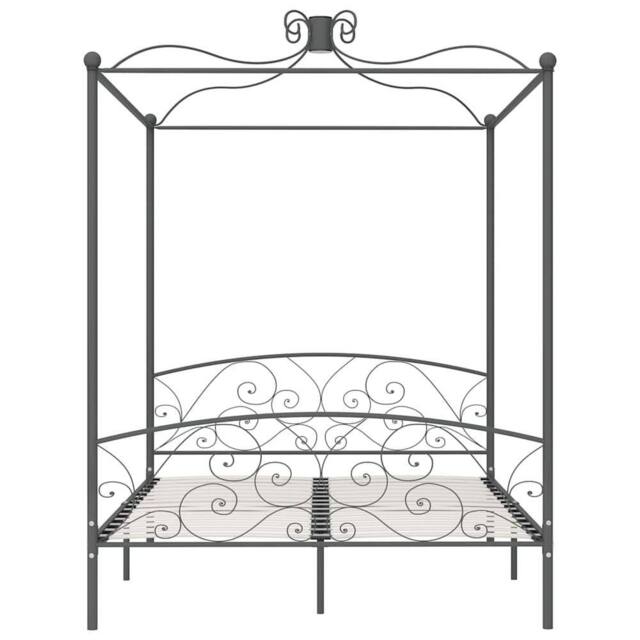 Berkfield Home Elegant Canopy Bed Frame Grey Metal 180x200 cm Super King - image 1