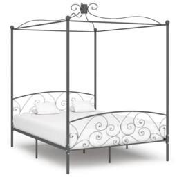Berkfield Home Elegant Canopy Bed Frame Grey Metal 180x200 cm Super King - thumbnail 2