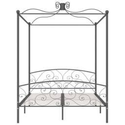 Berkfield Home Elegant Canopy Bed Frame Grey Metal 180x200 cm Super King - thumbnail 1