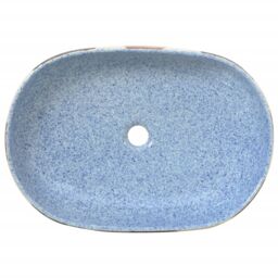 Berkfield Home Countertop Basin Multicolour Oval 59x40x14 cm Ceramic in Blue - Size: 59 x 40 x 14 cm - thumbnail 6