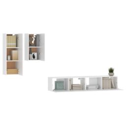 Berkfield Home 4 Piece TV Cabinet Set White Engineered Wood - thumbnail 4