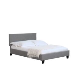 Comfy Living Ltd Modern Hopsack Fabric Upholstered Bedframe in Light Grey - Size: Double - thumbnail 2