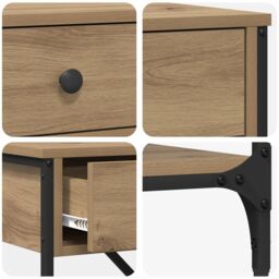 Berkfield Home Console Table Artisan Oak 100x34.5x75 cm Engineered Wood in Brown - thumbnail 8