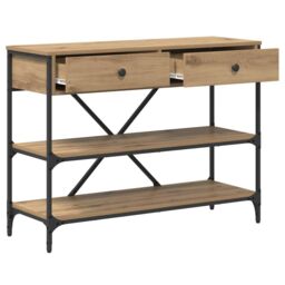 Berkfield Home Console Table Artisan Oak 100x34.5x75 cm Engineered Wood in Brown - thumbnail 4