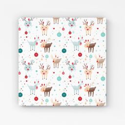 "Warren Reed - Designer Happy Reindeer With Christmas Lights Canvas in White - Size: W30"" x H30""" - thumbnail 1