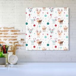 "Warren Reed - Designer Happy Reindeer With Christmas Lights Canvas in White - Size: W30"" x H30""" - thumbnail 2