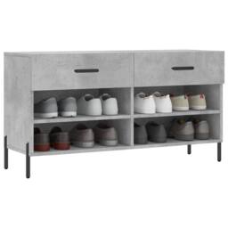 Berkfield Home Shoe Bench Concrete Grey 102x35x55 cm Engineered Wood - Size: 102 x 35 x 55 cm