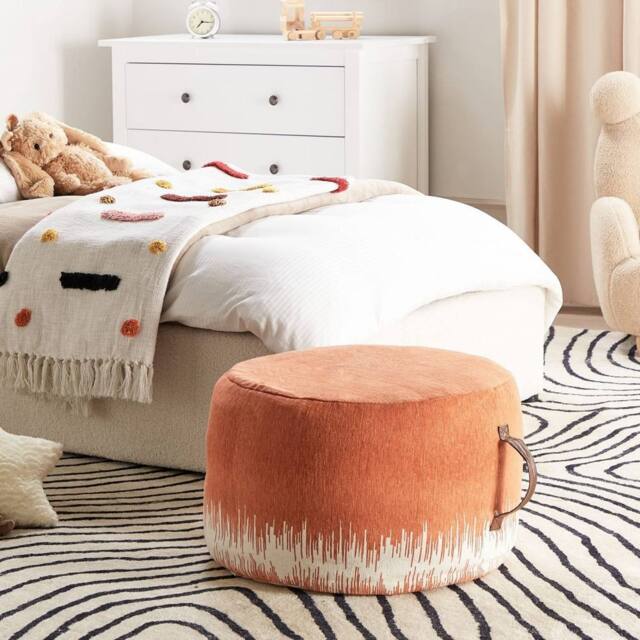 Wyld and Coco Cotton Pouffe 50 x 30 cm - White Orange Gradient - image 1