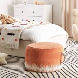 Wyld and Coco Cotton Pouffe 50 x 30 cm - White Orange Gradient - thumbnail 1