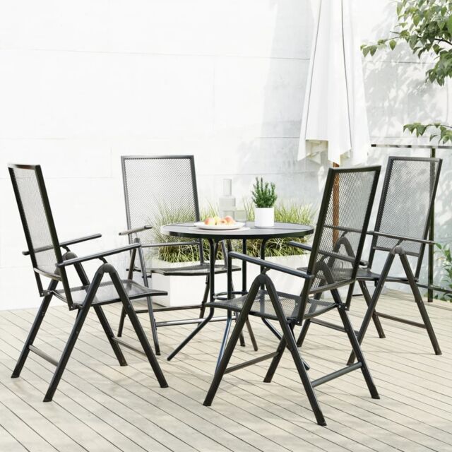Berkfield Home Reclining Garden Chair Set 5 pcs Anthracite Powder-coated Steel in Black - image 1
