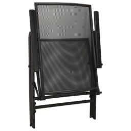 Berkfield Home Reclining Garden Chair Set 5 pcs Anthracite Powder-coated Steel in Black - thumbnail 6