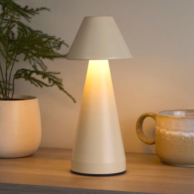 Lighting Collection Rechargeable Cream Cone Table Lamp - image 1