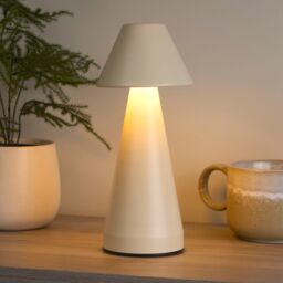 Lighting Collection Rechargeable Cream Cone Table Lamp - thumbnail 1