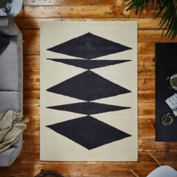 The Rug Shop UK Black Wool Modern Geometric Abstract Luxurious Easy To Clean Area Rug - Size: 150 cm x 230 cm - thumbnail 2