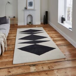 The Rug Shop UK Black Wool Modern Geometric Abstract Luxurious Easy To Clean Area Rug - Size: 150 cm x 230 cm - thumbnail 1
