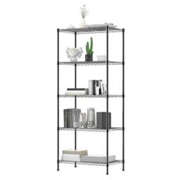 Kelvenix 5 Tiers Metal Steel Storage Rack Shelving in Black - Size: 10000mm x 520mm