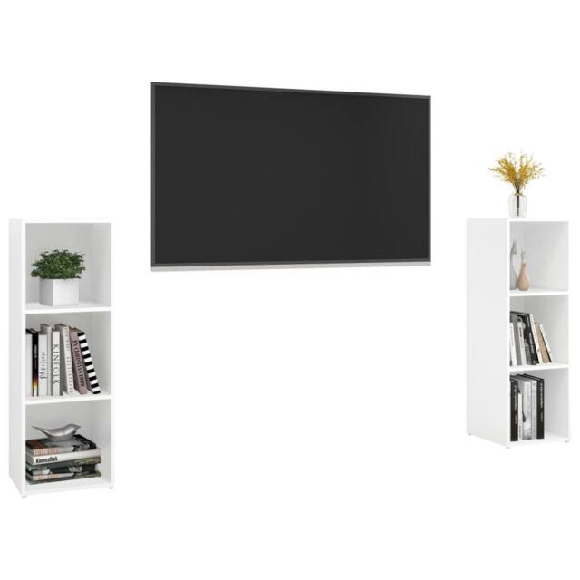 Berkfield Home TV Cabinets 2 pcs White 107x35x37 cm Engineered Wood - Size: 107 x 35 x 37 cm - image 1