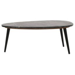 Indian Hub Opal Coffee Table with Black Marble Top & Metal Legs L60 x W90 x H35cm - thumbnail 1