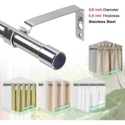 VOGREX Curtain Poles for Eyelet Curtains, 16mm Curtain Pole Silver Wind - thumbnail 4