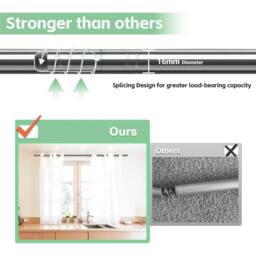 VOGREX Curtain Poles for Eyelet Curtains, 16mm Curtain Pole Silver Wind - thumbnail 5