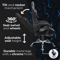 Neo GTB Gaming Chair with Massage & Footrest in Blue - thumbnail 4