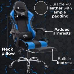 Neo GTB Gaming Chair with Massage & Footrest in Blue - thumbnail 5