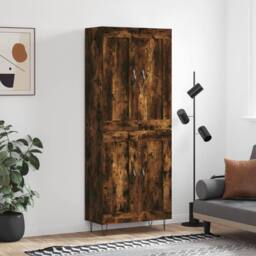 Berkfield Home Highboard Smoked Oak 69.5x34x180 cm Engineered Wood in Brown - thumbnail 2