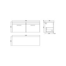 Balterley Millwich 2 Drawer Wall Hung Vanity Unit, Gloss White, 1200mm in White - thumbnail 2
