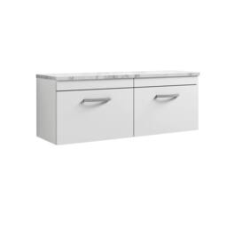 Balterley Millwich 2 Drawer Wall Hung Vanity Unit, Gloss White, 1200mm in White - thumbnail 1