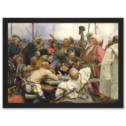 Artery8 Ilya Yefimovich Repin Cossacks Old Master Painting Artwork Framed Wall Art Print A4 in Black - thumbnail 1