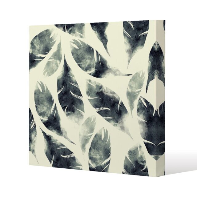 Benjamin Tate Design Feathers fantastic birds seamless pattern (Canvas Print) / 77 x 77 x 4cm in Natural - Size: 77 x 77 x 4 cm - image 1