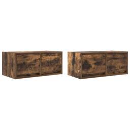 Berkfield Home TV Cabinets 2 pcs Smoked Oak 60x31x25.5 cm Engineered Wood in Brown - thumbnail 3