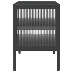 Berkfield Home TV Cabinet Black 105x35x50 cm Glass & Steel - Size: 105 x 35 x 50 cm - thumbnail 6
