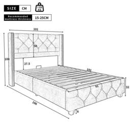 Matteo Beige Linen Upholstered Single Bed with Button Tufted Headboard - thumbnail 9