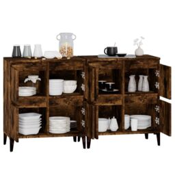Berkfield Home Sideboards 2 pcs Smoked Oak 60x35x70 cm Engineered Wood in Brown - Size: 60 x 35 x 70 cm - thumbnail 5
