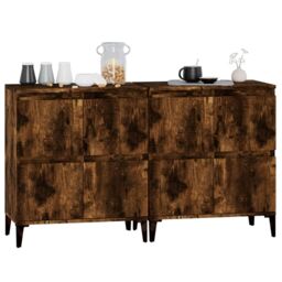 Berkfield Home Sideboards 2 pcs Smoked Oak 60x35x70 cm Engineered Wood in Brown - Size: 60 x 35 x 70 cm - thumbnail 4