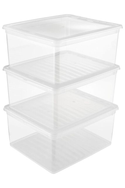 Keeeper Set of 3 Storage Boxes with Lid & Air Control System 18 Litre in Clear - image 1