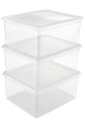 Keeeper Set of 3 Storage Boxes with Lid & Air Control System 18 Litre in Clear - thumbnail 1