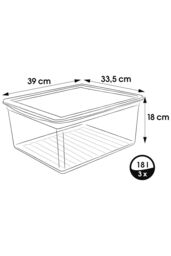 Keeeper Set of 3 Storage Boxes with Lid & Air Control System 18 Litre in Clear - thumbnail 6