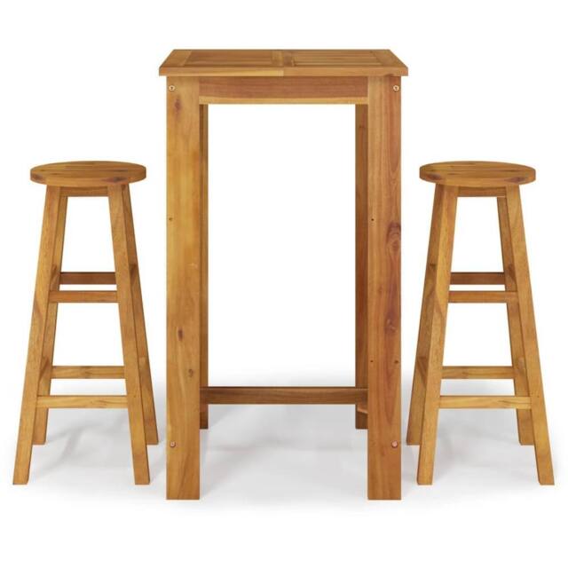 Berkfield Home 3 Piece Garden Bar Set Solid Wood Acacia in Brown - image 1