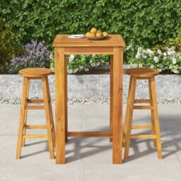 Berkfield Home 3 Piece Garden Bar Set Solid Wood Acacia in Brown - thumbnail 2
