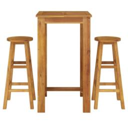Berkfield Home 3 Piece Garden Bar Set Solid Wood Acacia in Brown - thumbnail 3